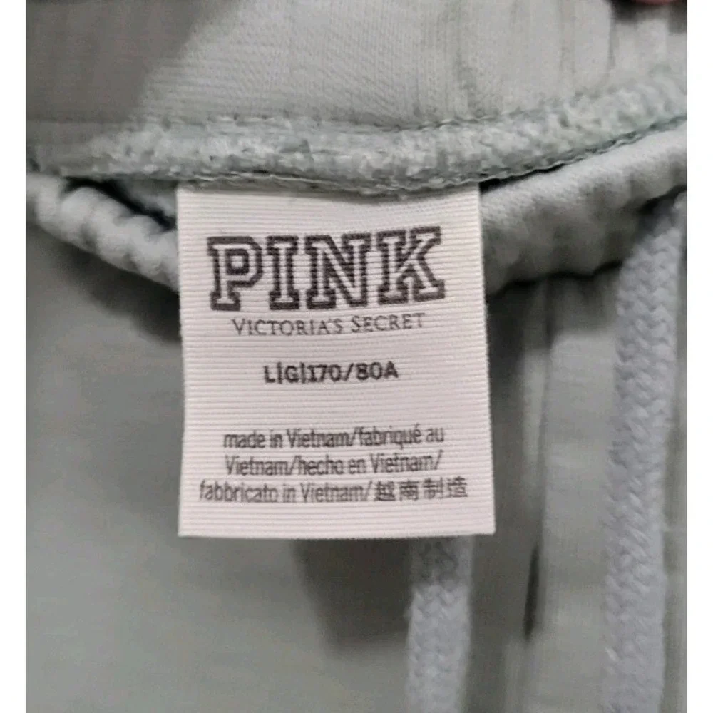 VICTORIA'S SECRET PINK Green Jogger Pocket Drawstring Sweatpants Size L - Picture 3 of 6